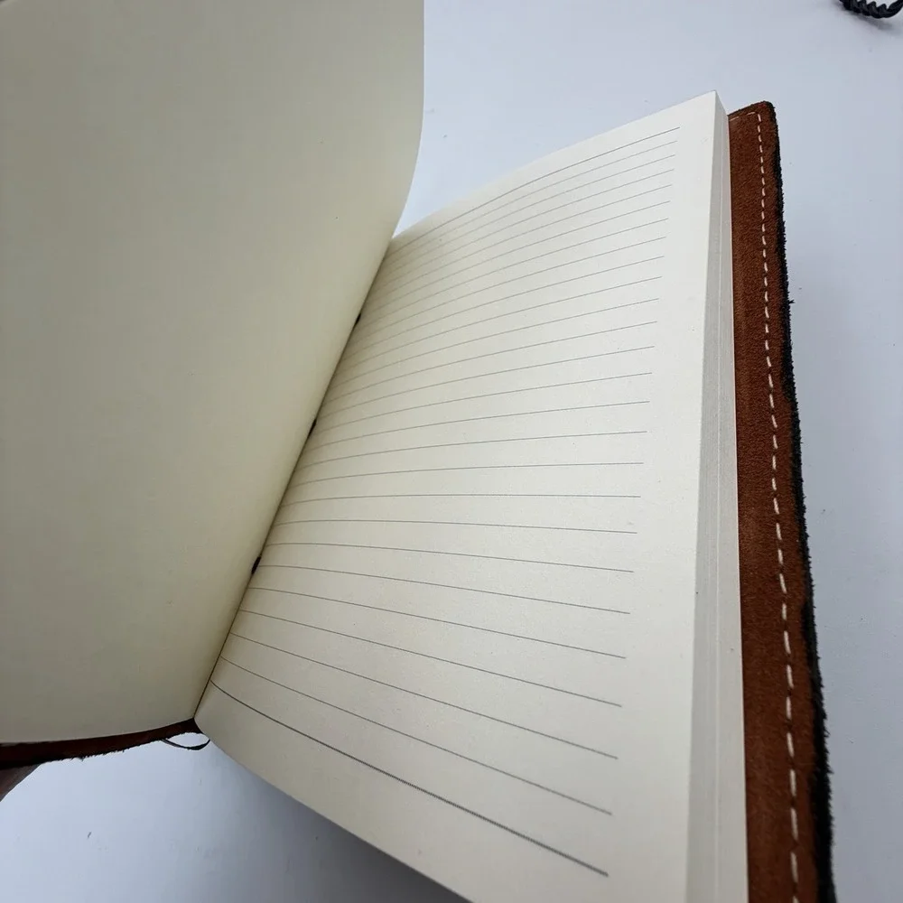 NEW 100% Leather Hand Tooled Brown Floral Rustic Travel Diary